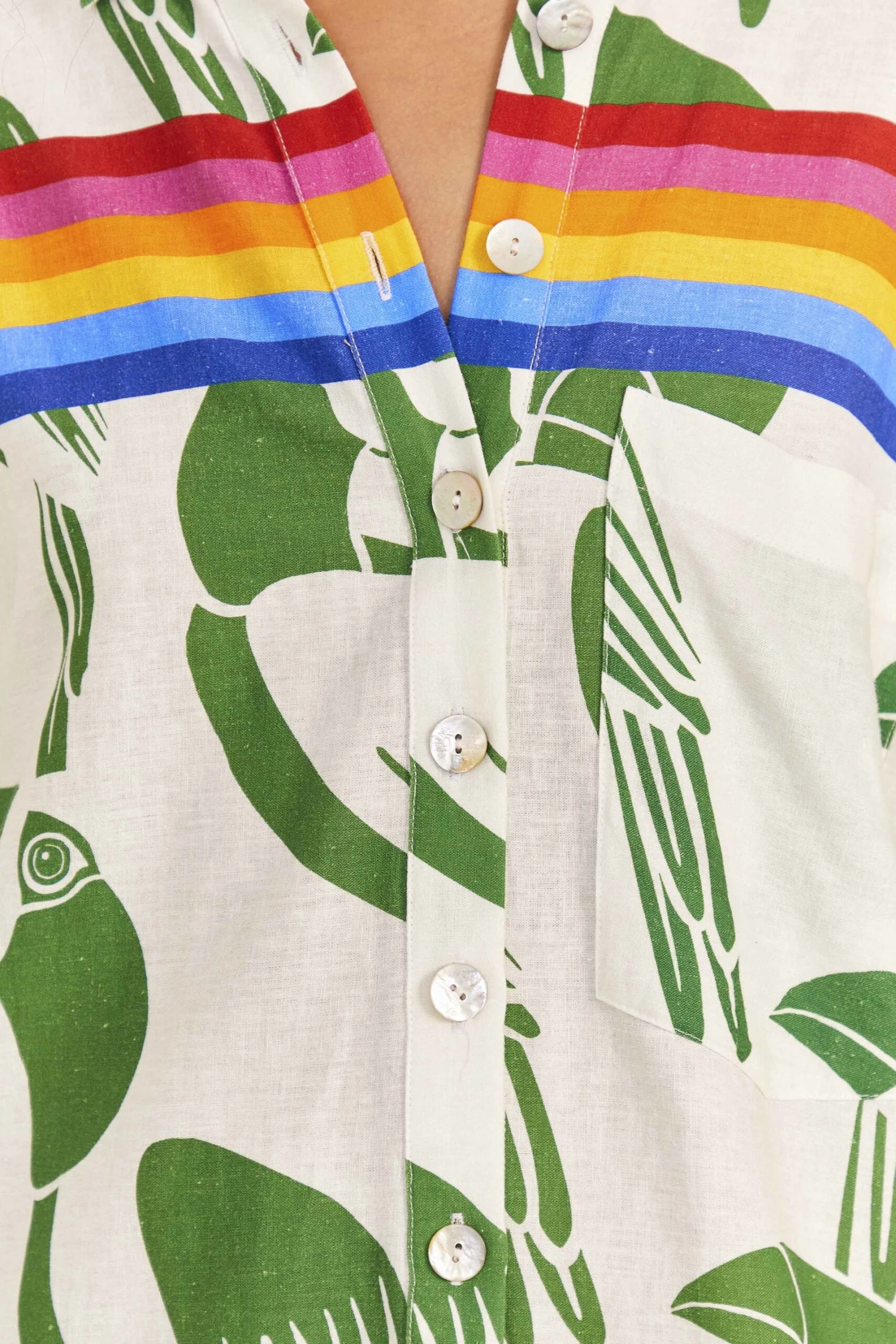 Farm Rio Off-White Rainbow Toucans Romper 7 Farm Rio Off-White Rainbow Toucans Romper - Image 5