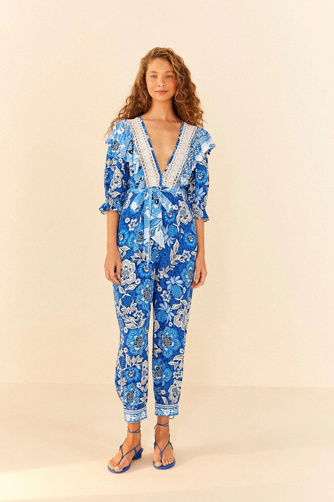 Farm Rio Blue Full Of Flowers Jumpsuit 5 Farm Rio Blue Full Of Flowers Jumpsuit - Image 3
