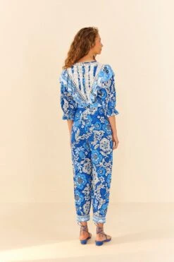Farm Rio Blue Full Of Flowers Jumpsuit 11 Farm Rio Blue Full Of Flowers Jumpsuit -Farm Rio 306264 04