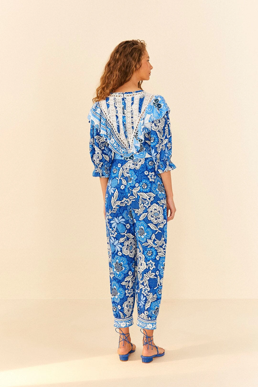 Farm Rio Blue Full Of Flowers Jumpsuit 6 Farm Rio Blue Full Of Flowers Jumpsuit - Image 4