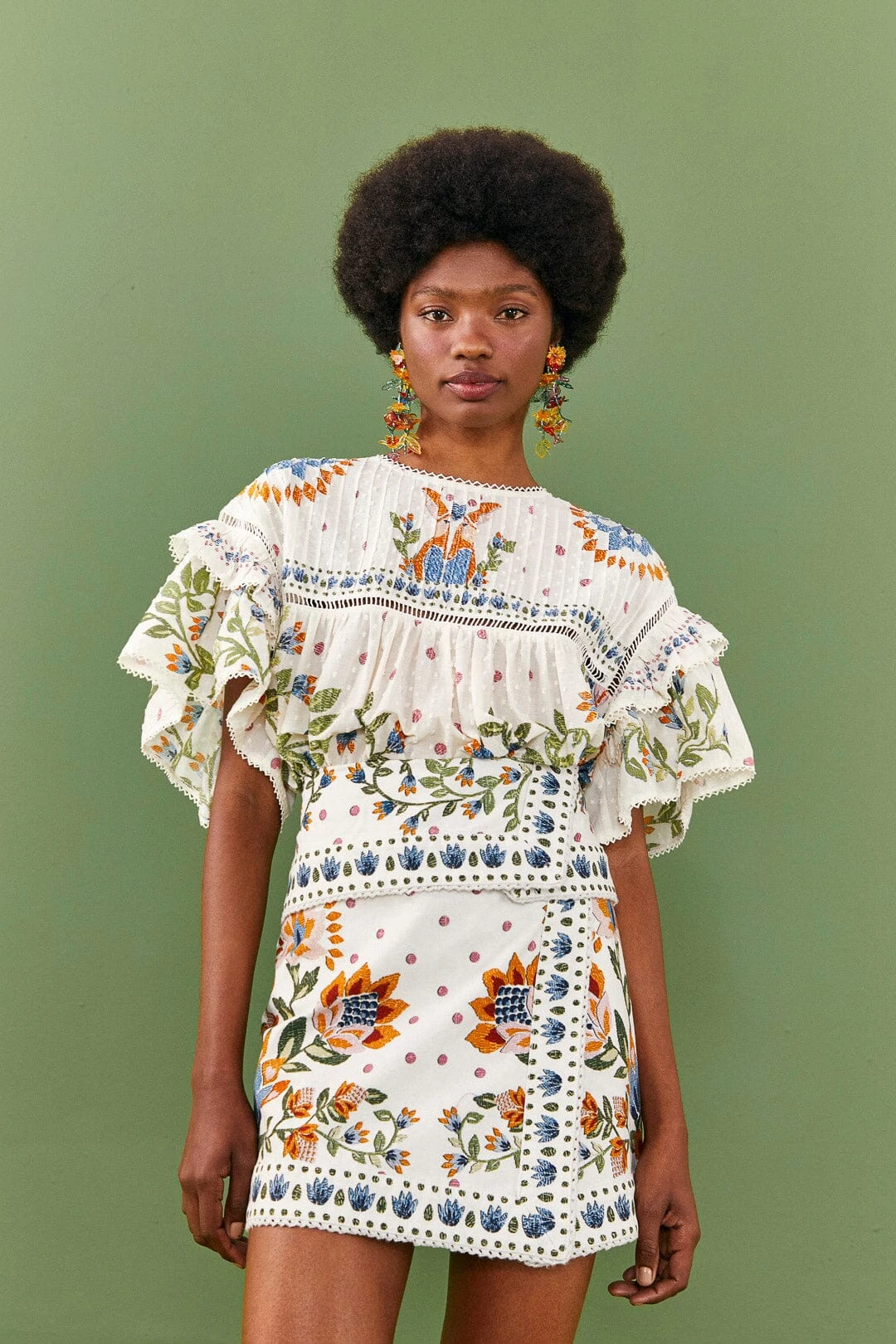 Farm Rio White Summer Garden Mini Skirt 3 Farm Rio White Summer Garden Mini Skirt