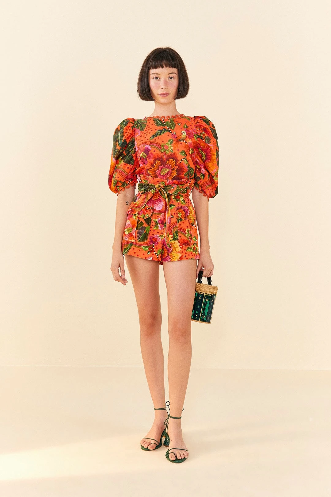 Farm Rio Orange Blooming Garden Shorts 4 Farm Rio Orange Blooming Garden Shorts - Image 2