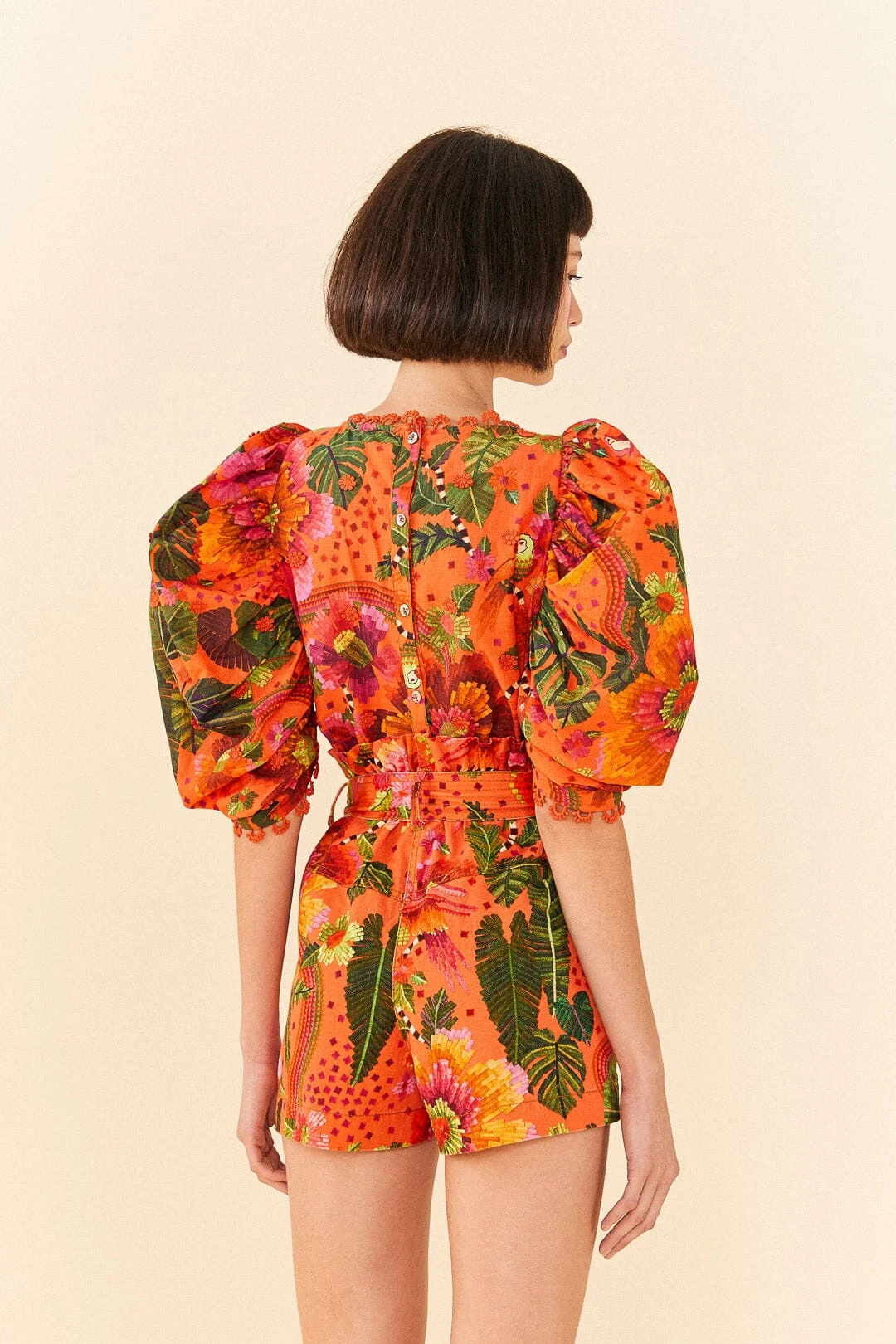 Farm Rio Orange Blooming Garden Shorts 6 Farm Rio Orange Blooming Garden Shorts - Image 4