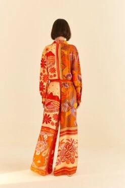 Farm Rio Forest Mixed Scarves Lenzing™ Ecovero™ Viscose Pants -Farm Rio 306279 04