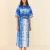 Farm Rio Blue Flower Stripes Midi Skirt 1 Farm Rio Blue Flower Stripes Midi Skirt -Farm Rio 306303 01