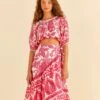 Farm Rio Pink Tropical Woodcut Midi Skirt 1 Farm Rio Pink Tropical Woodcut Midi Skirt -Farm Rio 306307 01