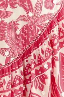 Farm Rio Pink Tropical Woodcut Midi Skirt -Farm Rio 306307 05
