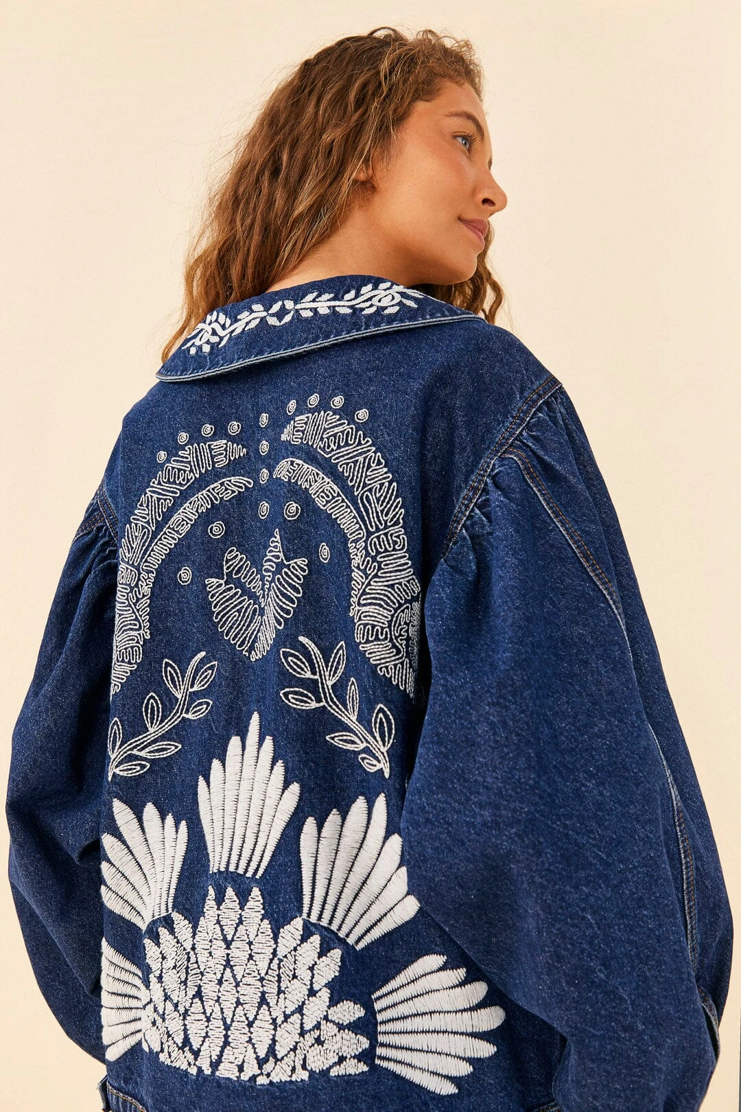 Farm Rio Jungle Flow Embroidered Denim Jacket 5 Farm Rio Jungle Flow Embroidered Denim Jacket - Image 3