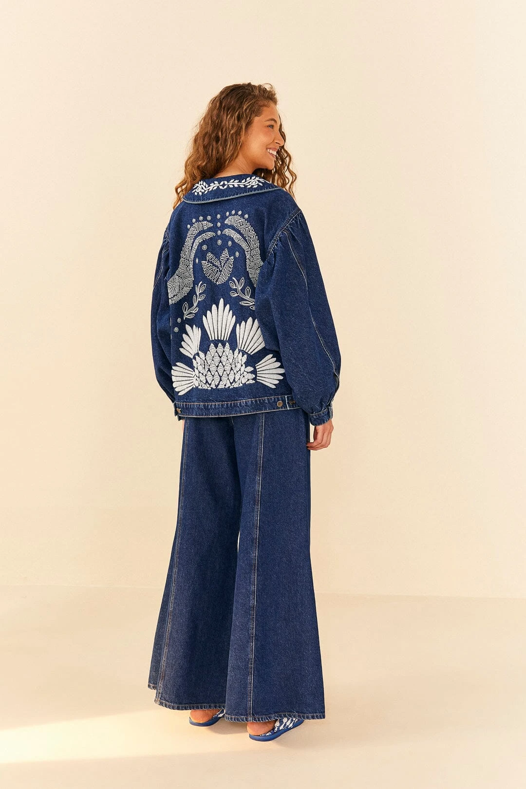 Farm Rio Jungle Flow Embroidered Denim Jacket 6 Farm Rio Jungle Flow Embroidered Denim Jacket - Image 4
