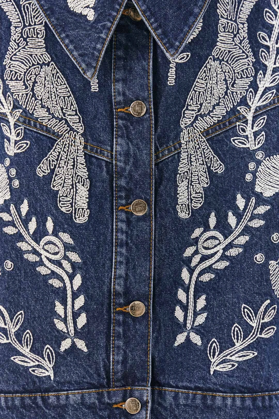 Farm Rio Jungle Flow Embroidered Denim Jacket 7 Farm Rio Jungle Flow Embroidered Denim Jacket - Image 5