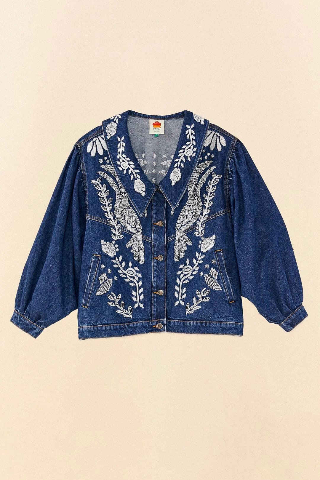 Farm Rio Jungle Flow Embroidered Denim Jacket 8 Farm Rio Jungle Flow Embroidered Denim Jacket - Image 6