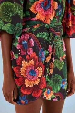 Farm Rio Black Blooming Garden Mini Skirt 8 Farm Rio Black Blooming Garden Mini Skirt -Farm Rio 306313 03
