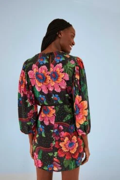 Farm Rio Black Blooming Garden Mini Skirt 9 Farm Rio Black Blooming Garden Mini Skirt -Farm Rio 306313 04