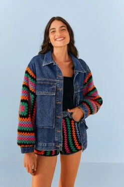 Farm Rio Crochet Denim Shorts