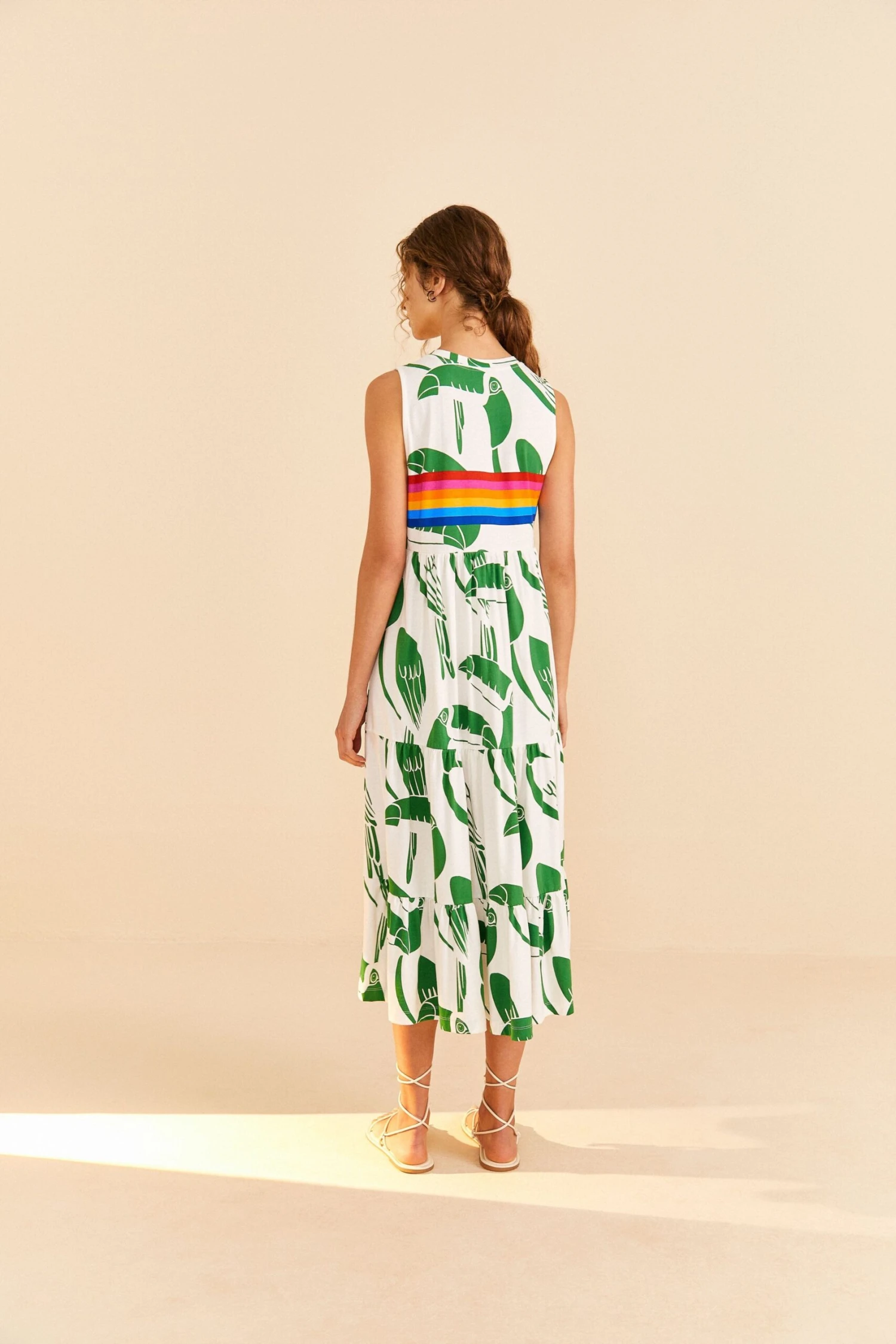 Farm Rio Off-White Rainbow Toucans Organic Cotton Maxi Dress 6 Farm Rio Off-White Rainbow Toucans Organic Cotton Maxi Dress - Image 4