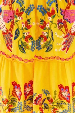 Farm Rio Yellow Embroidered Richelieu Midi Dress 10 Farm Rio Yellow Embroidered Richelieu Midi Dress -Farm Rio 306329 04