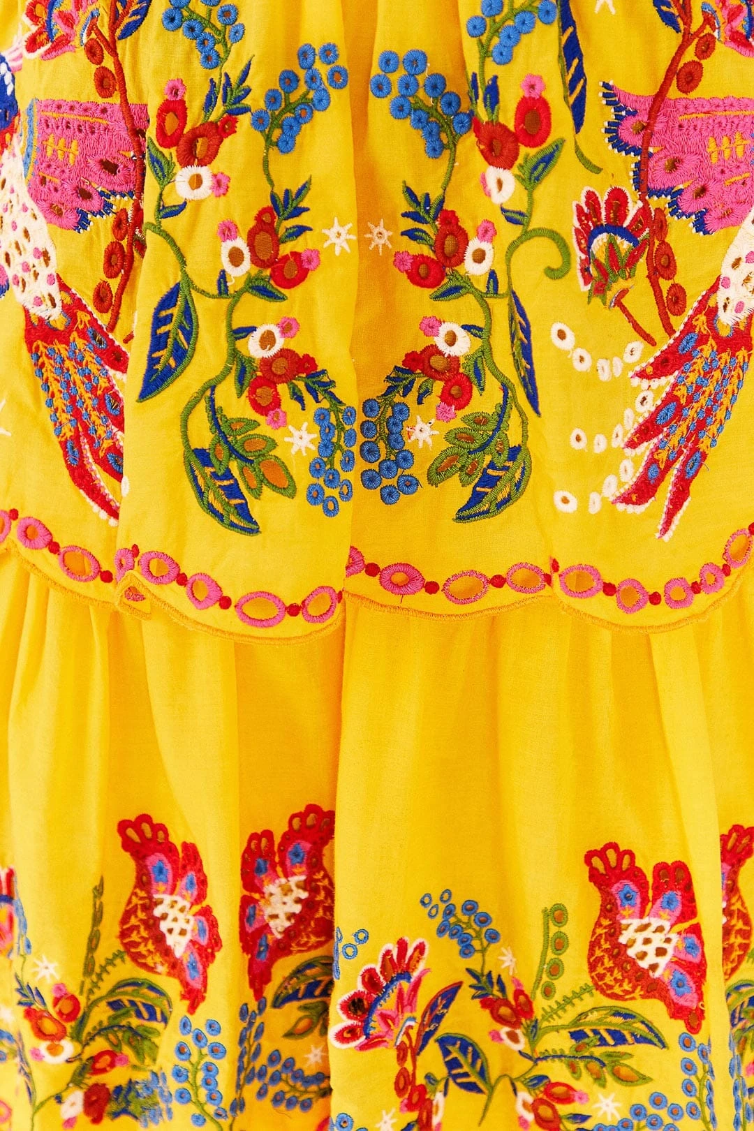 Farm Rio Yellow Embroidered Richelieu Midi Dress 6 Farm Rio Yellow Embroidered Richelieu Midi Dress - Image 4