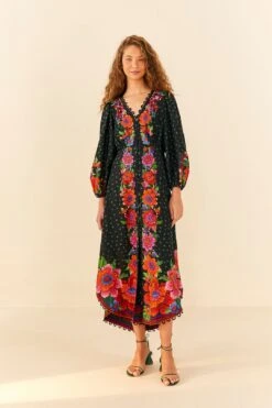 Farm Rio Black Blooming Garden Dress 11 Farm Rio Black Blooming Garden Dress -Farm Rio 306333 04