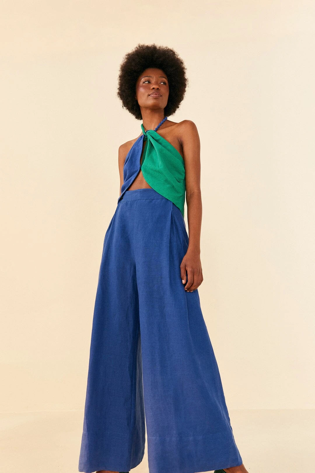 Farm Rio Deep Blue High Waisted Pants 3 Farm Rio Deep Blue High Waisted Pants