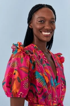 Farm Rio Pink Macaw Party Organic Cotton Romper 10 Farm Rio Pink Macaw Party Organic Cotton Romper -Farm Rio 306381 03