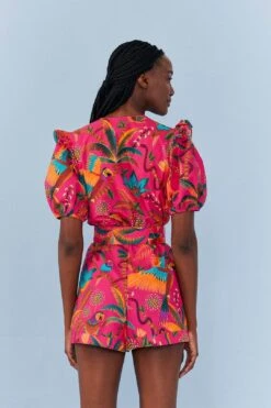 Farm Rio Pink Macaw Party Organic Cotton Romper 11 Farm Rio Pink Macaw Party Organic Cotton Romper -Farm Rio 306381 04
