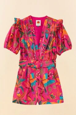 Farm Rio Pink Macaw Party Organic Cotton Romper 13 Farm Rio Pink Macaw Party Organic Cotton Romper -Farm Rio 306381 06