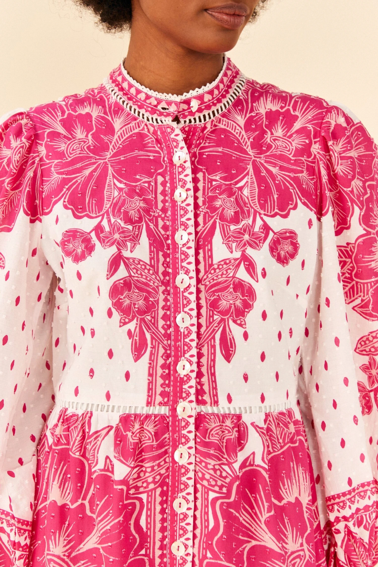 Farm Rio Pink Tropical Woodcut Lenzing™ Ecovero™ Viscose Midi Dress 4 Farm Rio Pink Tropical Woodcut Lenzing™ Ecovero™ Viscose Midi Dress - Image 2