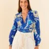 Farm Rio Blue Tropical Groove Blouse 2 Farm Rio Blue Tropical Groove Blouse -Farm Rio 306650 01