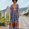 Farm Rio Blue Pineapple Garden Kaftan Maxi Dress 2 Farm Rio Blue Pineapple Garden Kaftan Maxi Dress -Farm Rio 306652 01