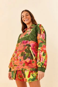 Farm Rio Orange Blooming Garden Sweatshirt