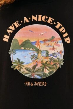Farm Rio Black Have A Nice Trip Organic Cotton T-Shirt -Farm Rio 306709 04
