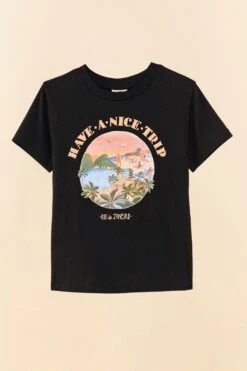 Farm Rio Black Have A Nice Trip Organic Cotton T-Shirt -Farm Rio 306709 06