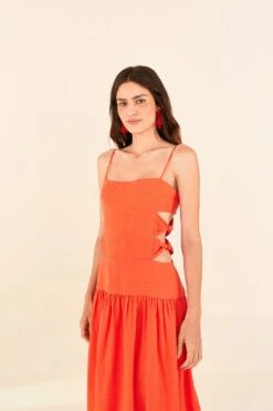 Farm Rio Orange Cut Out Midi Dress -Farm Rio 306742 02 1