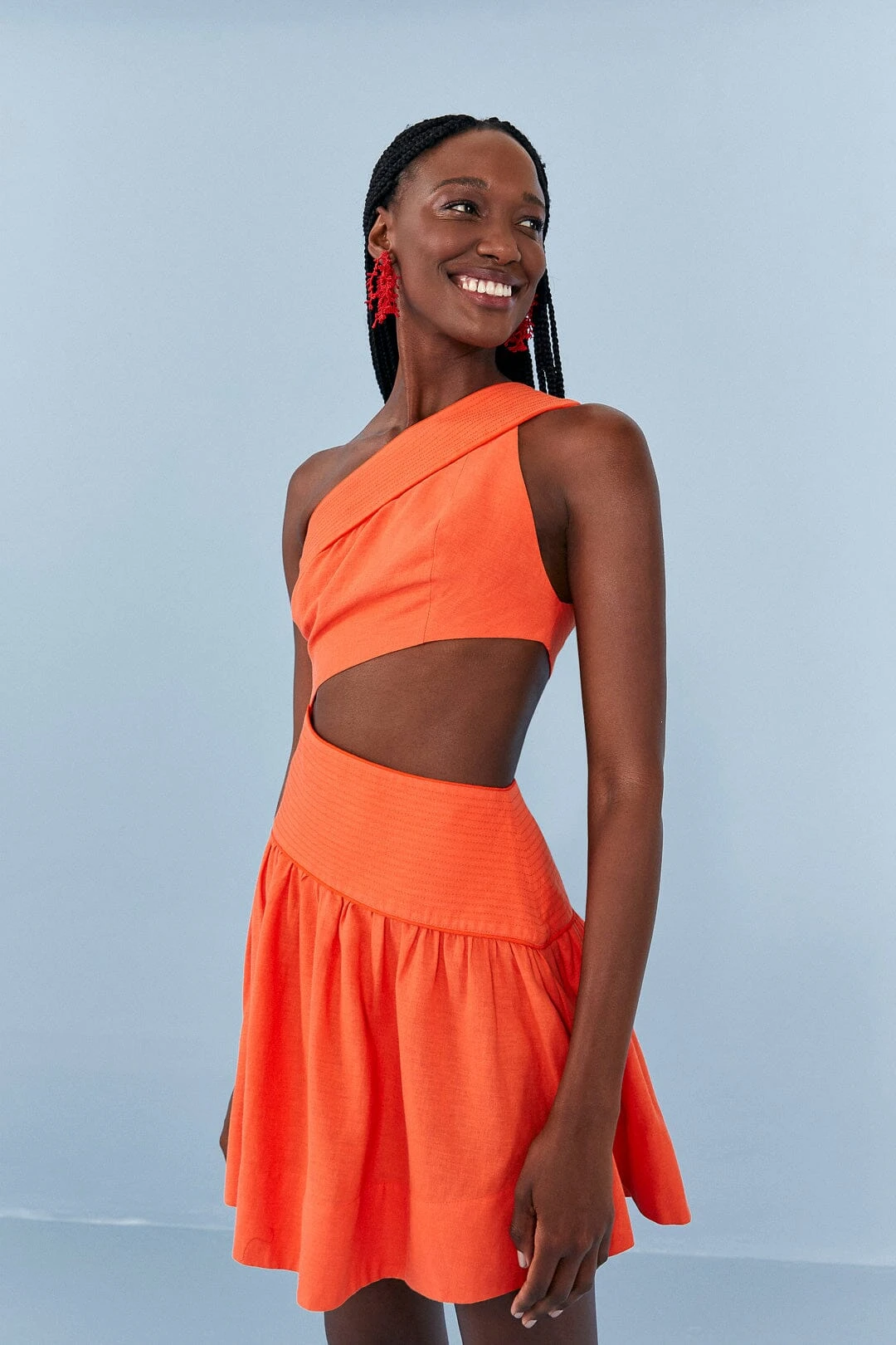 Farm Rio Orange One Shoulder Mini Dress 3 Farm Rio Orange One Shoulder Mini Dress