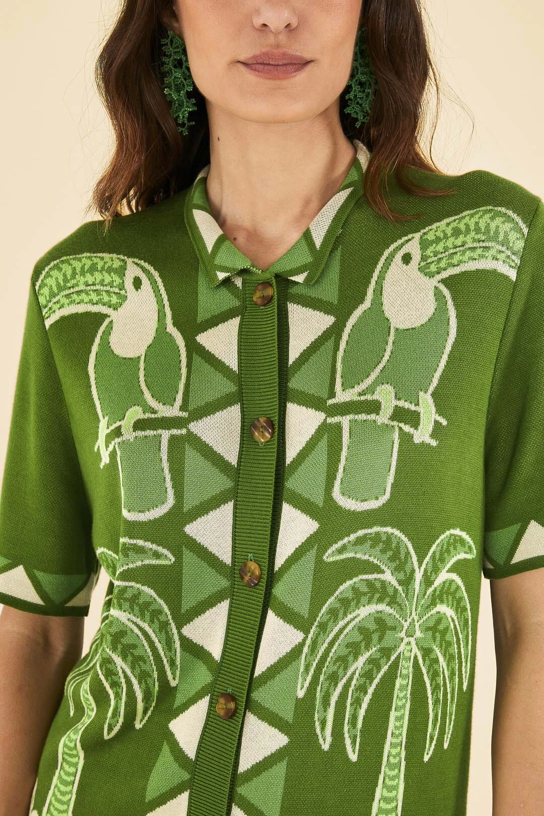 Farm Rio Green Summer Sunrise Lenzing™ Ecovero™ Viscose Knit Shirt 5 Farm Rio Green Summer Sunrise Lenzing™ Ecovero™ Viscose Knit Shirt - Image 3