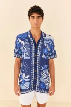 Farm Rio Blue Rio Tiles Lenzing™ Ecovero™ Viscose Knit Shirt 13 Farm Rio Blue Rio Tiles Lenzing™ Ecovero™ Viscose Knit Shirt -Farm Rio 306912 04