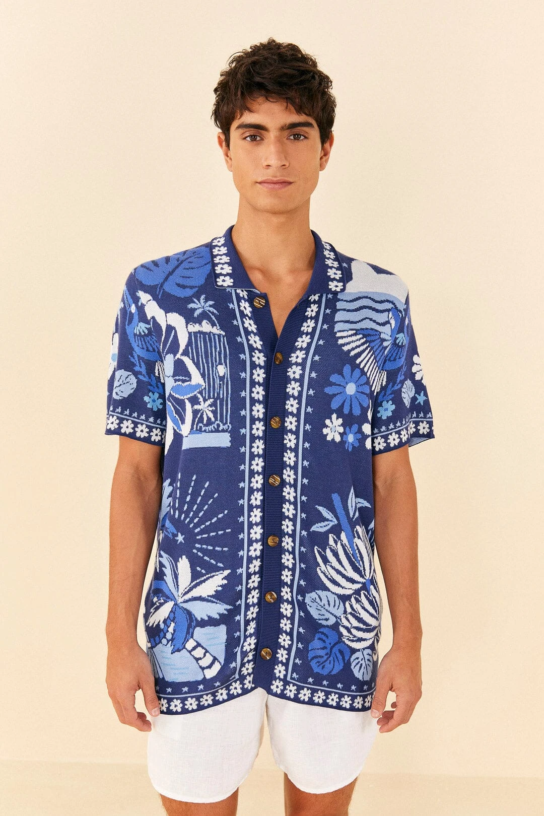 Farm Rio Blue Rio Tiles Lenzing™ Ecovero™ Viscose Knit Shirt 6 Farm Rio Blue Rio Tiles Lenzing™ Ecovero™ Viscose Knit Shirt - Image 4