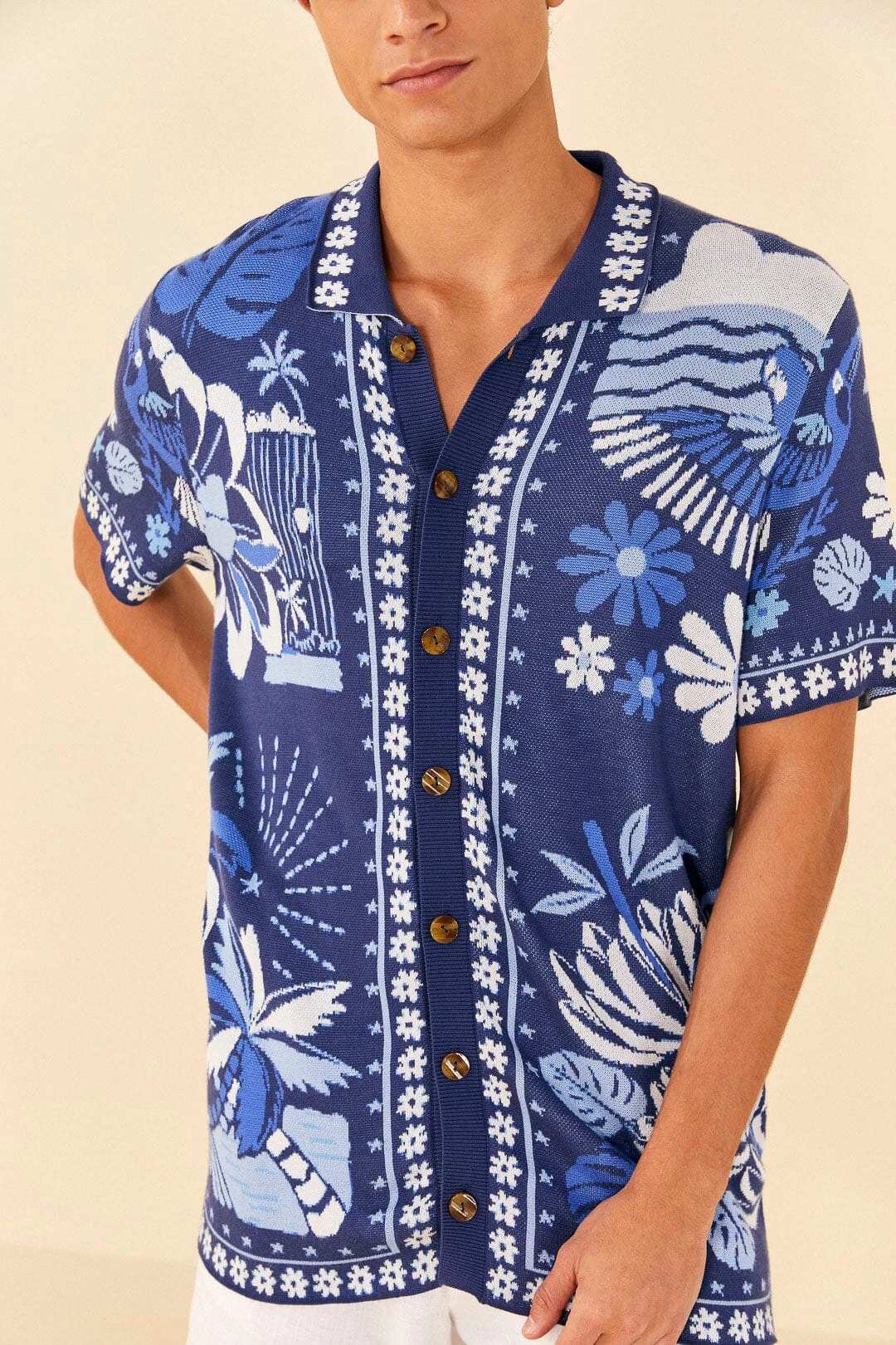 Farm Rio Blue Rio Tiles Lenzing™ Ecovero™ Viscose Knit Shirt 7 Farm Rio Blue Rio Tiles Lenzing™ Ecovero™ Viscose Knit Shirt - Image 5