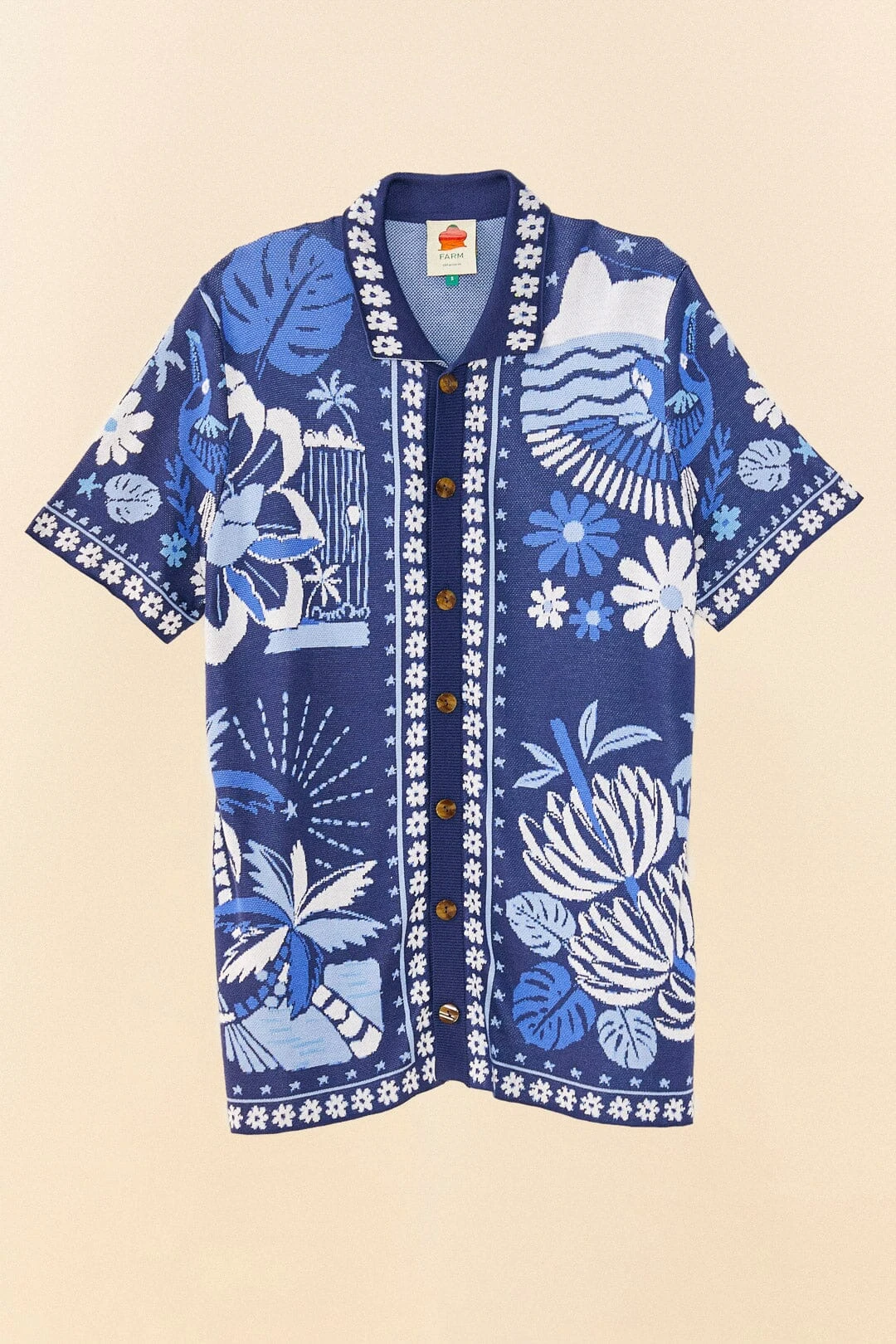 Farm Rio Blue Rio Tiles Lenzing™ Ecovero™ Viscose Knit Shirt 10 Farm Rio Blue Rio Tiles Lenzing™ Ecovero™ Viscose Knit Shirt - Image 8