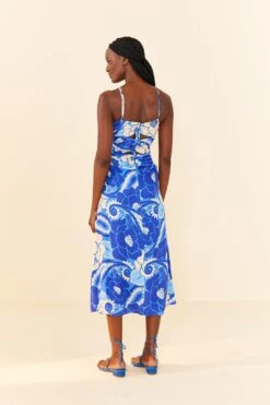 Farm Rio Blue Tropical Groove Lenzing™ Ecovero™ Viscose Midi Dress 10 Farm Rio Blue Tropical Groove Lenzing™ Ecovero™ Viscose Midi Dress -Farm Rio 306997 03
