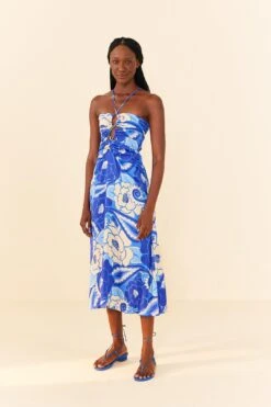 Farm Rio Blue Tropical Groove Lenzing™ Ecovero™ Viscose Midi Dress 11 Farm Rio Blue Tropical Groove Lenzing™ Ecovero™ Viscose Midi Dress -Farm Rio 306997 04