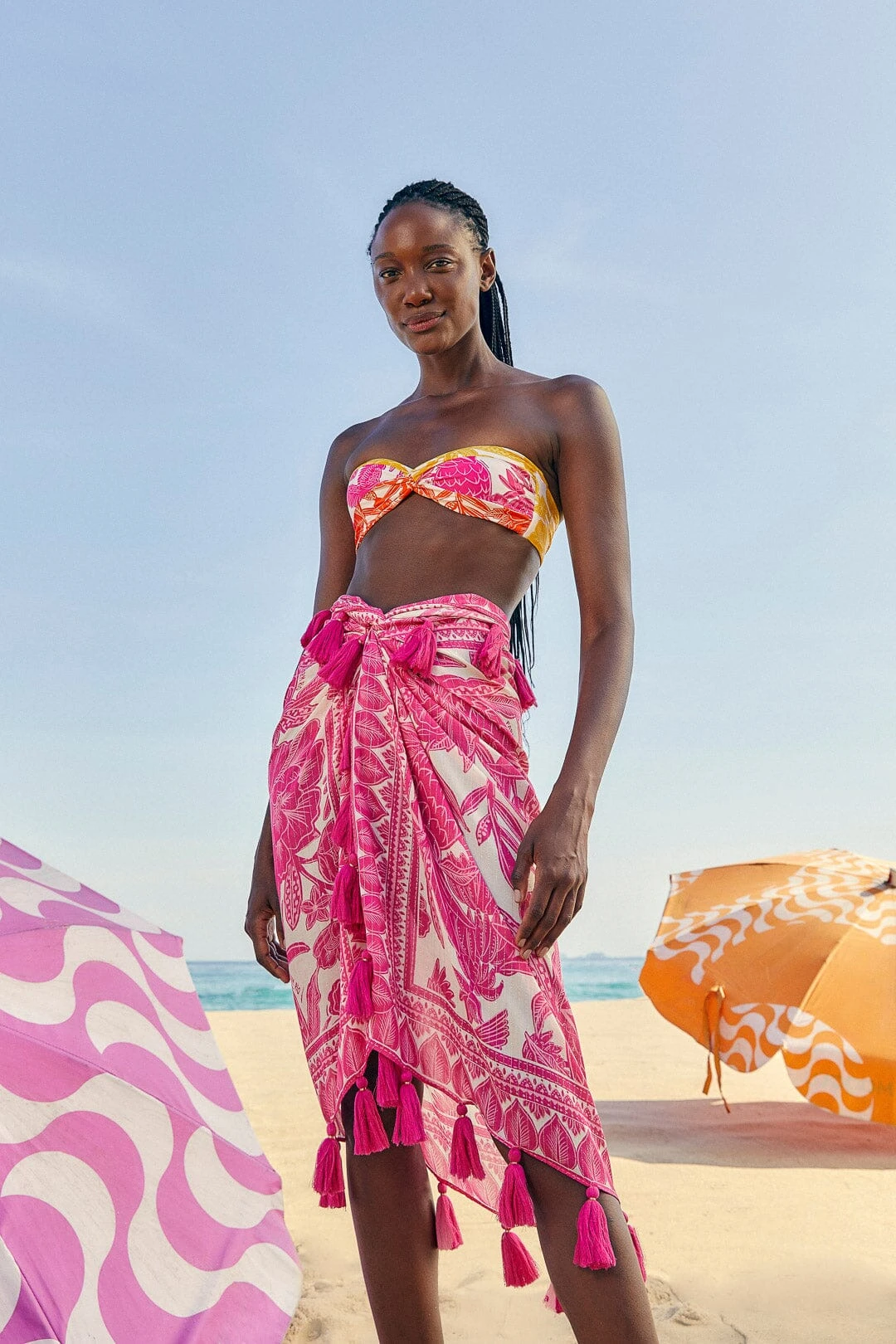 Farm Rio Pink Tropical Woodcut Sarong 3 Farm Rio Pink Tropical Woodcut Sarong