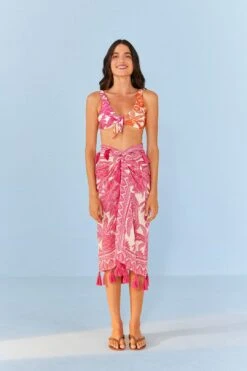 Farm Rio Pink Tropical Woodcut Sarong 10 Farm Rio Pink Tropical Woodcut Sarong -Farm Rio 307090 04