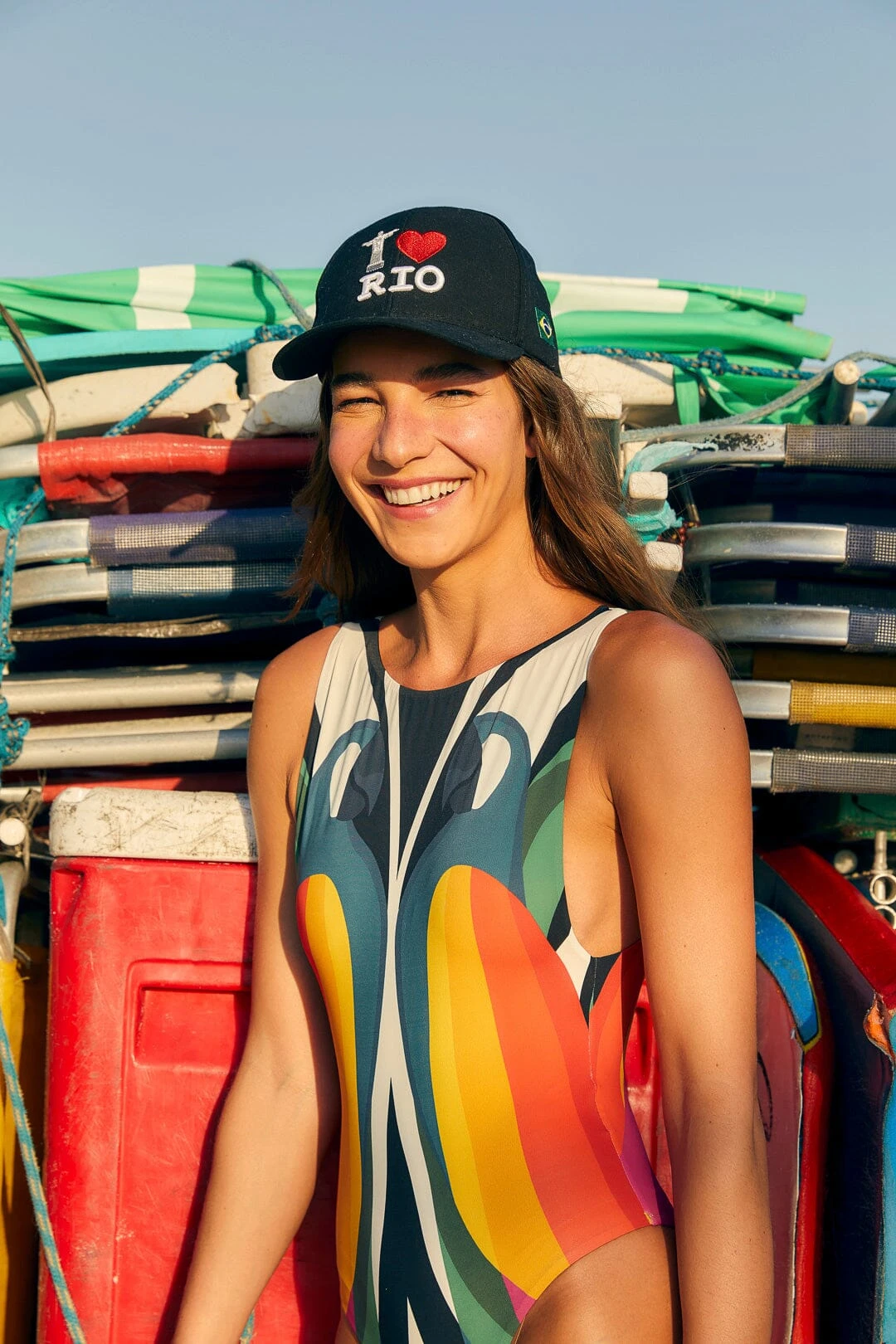 Farm Rio Macaw Stripes One Piece Swimsuit 4 Farm Rio Macaw Stripes One Piece Swimsuit - Image 2