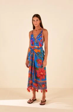 Farm Rio Blue Tropical Tapestry Sarong