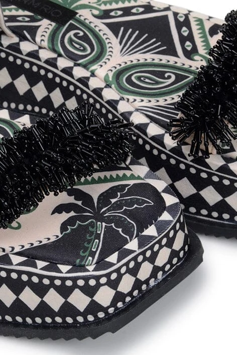 Farm Rio Black Shiny Platform Sandal 5 Farm Rio Black Shiny Platform Sandal - Image 3