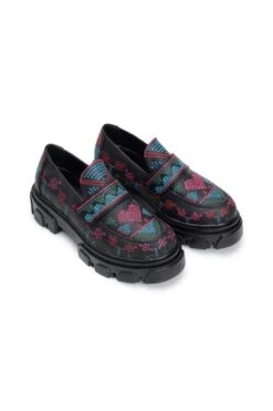 Farm Rio Black Artisanal Hearts Loafer