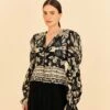 Farm Rio Black Graphic Floral Blouse 1 Farm Rio Black Graphic Floral Blouse -Farm Rio 308197 01