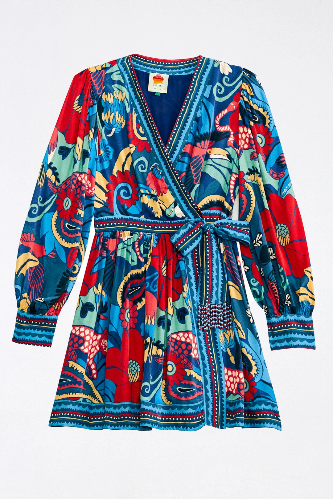 Farm Rio Blue Vintage Forest Lenzing™ Ecovero™ Viscose Mini Dress 8 Farm Rio Blue Vintage Forest Lenzing™ Ecovero™ Viscose Mini Dress - Image 6