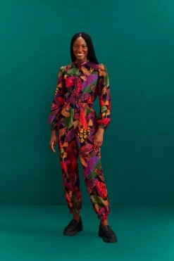 Farm Rio Leopard Mushroom French Terry Jumpsuit -Farm Rio 308221 02